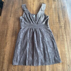 Anthropologie Maeve Gray Lace Dress Peter Pan Collar Classic Preppy Summer - L